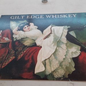Gilt whiskey tin sign